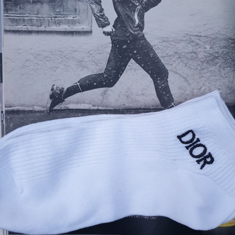 Dior White Ankle Monogram Socks Fashion Women Casual Sports Wear Accessory Gift